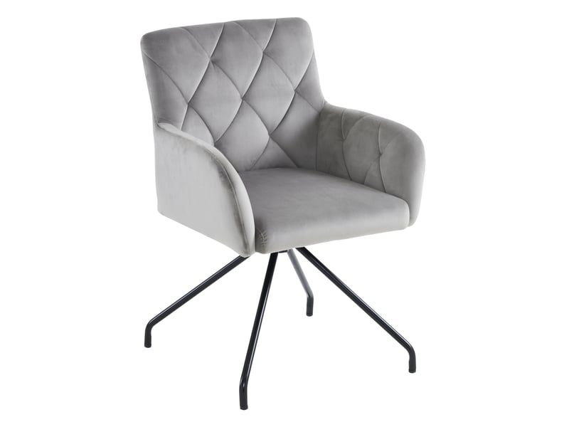  Lot de 6 chaises de salle à manger,avec accoudoirs,velours,gris clair  - Conforama A