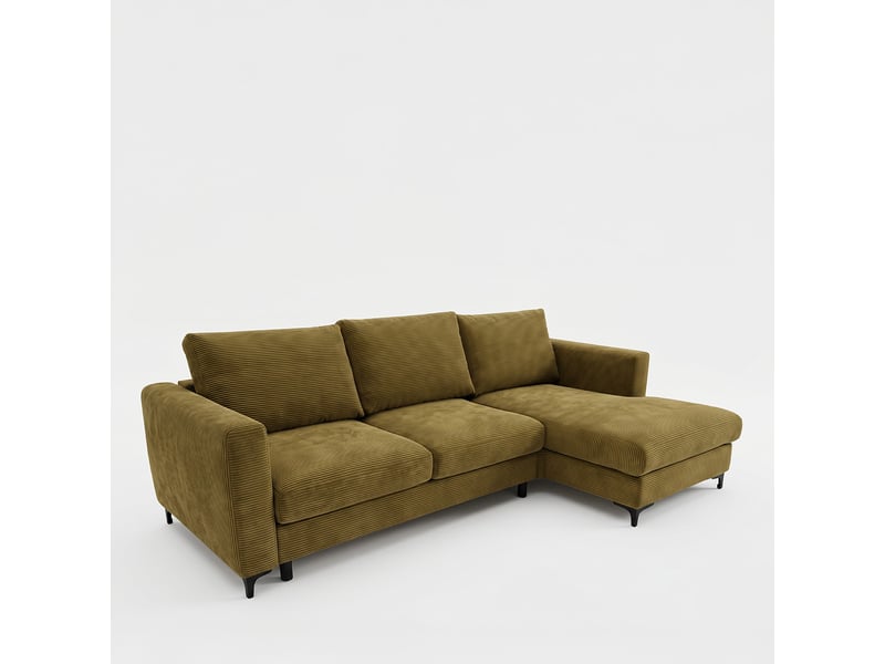 Canapé d'angle droit convertible - 4 places - velours côtelé - fiesole - vert olive 3CA52.CA.4AC.D.04 - Conforama E