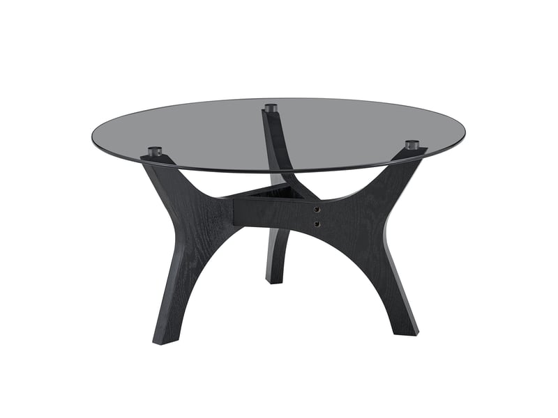  Table basse ronde verre 80 cm - cadre bois noir, résistant chaleurrayures - salonbureau  - Conforama A