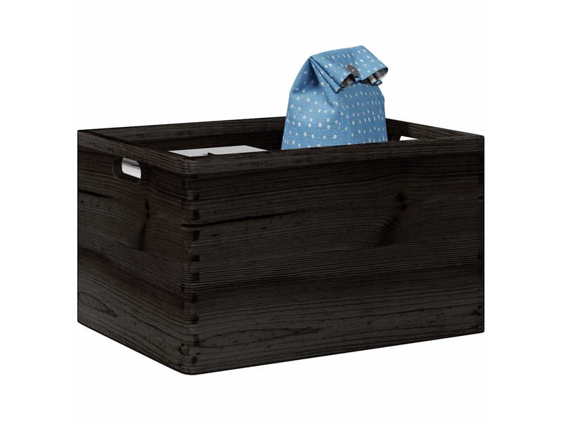  Boîte de rangement, coffre de rangement avec poignées noir 40x30x23 cm bois de pin massif  - Conforama B