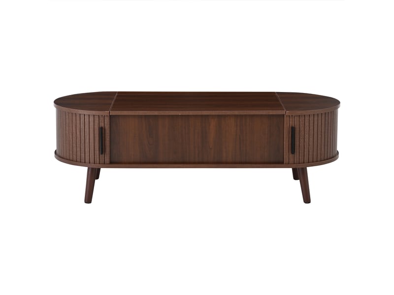 Table basse relevable avec rangement caché et 4 niches pour salon en mdf 120×50×39,5 cm noyer - Conforama D