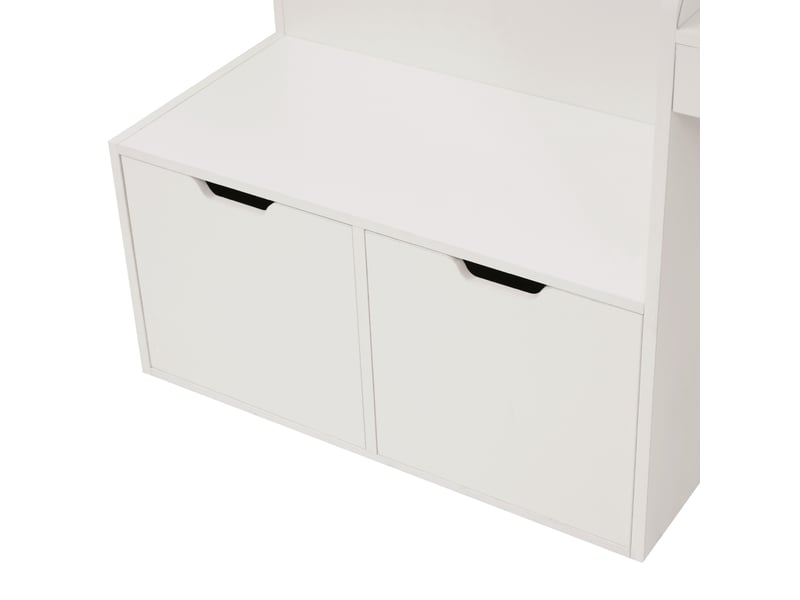  Lit enfant avec tiroirs 90x200 blanc en bois massif avec bureau intégré et sommier à lattes  - Conforama E