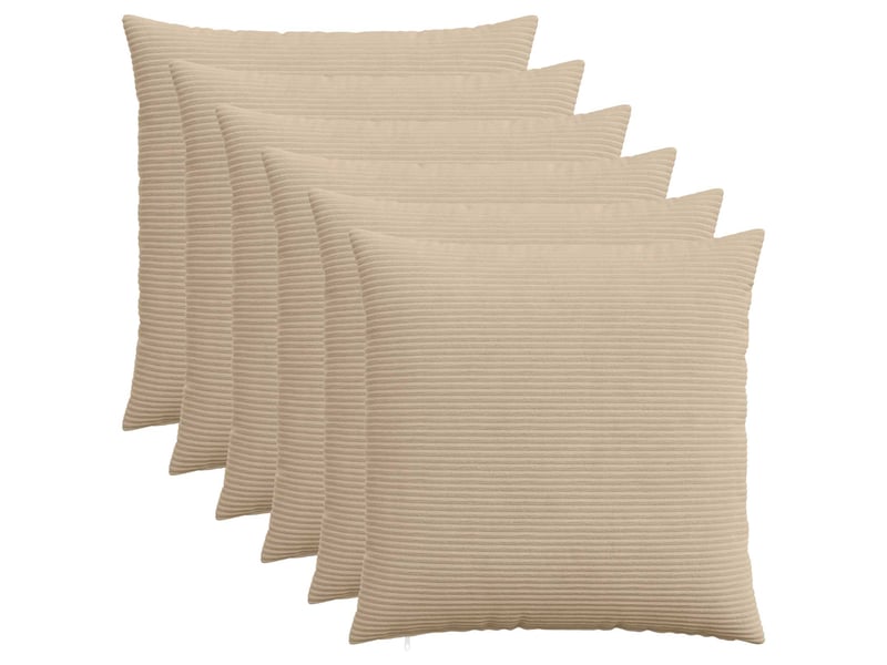  Lot de 6 housses de coussin heerlen taupe 70 x 70 cm velours côtelé cf49748  - Conforama B