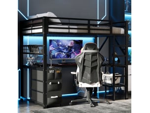 Lit mezzanine 90x200 cm <strong>WISHDOR</strong>  <strong></strong> coloris noir
