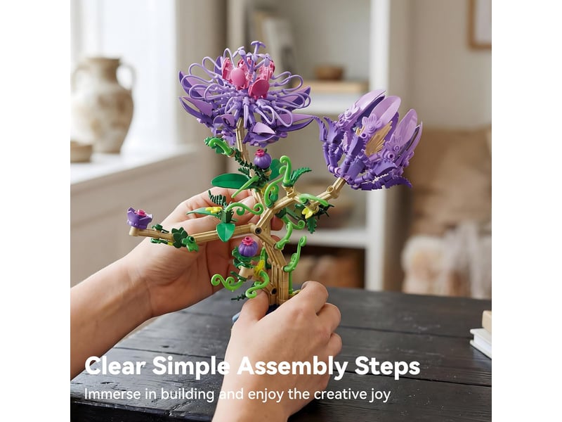 537 pièces passiflore en pot à construire, set de blocs de construction fleurs, décoration bureau et maison, cadeau - Conforama B