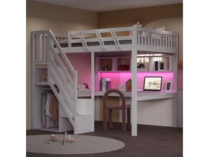 Lit mezzanine 140x200 cm <strong></strong>  <strong></strong> coloris blanc