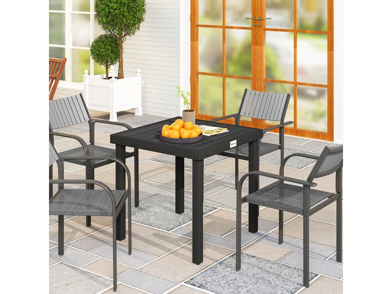  Table de jardintable à manger effet bois, 78 x 78 cm, noire  - Conforama C