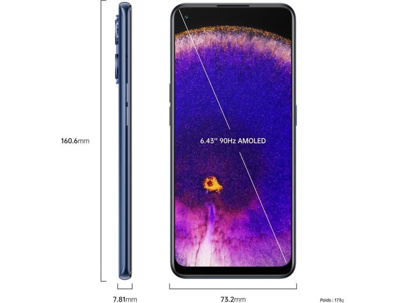  Smartphone 5g 6.43 amoled 90 hz 256 go noir stellaire avec charge rapide 65 w  - Conforama C
