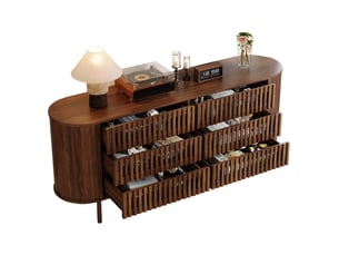 Buffet 0 porte(s) 6 tiroir(s) <strong>MODFU</strong> <strong></strong> - 160 cm coloris bois foncé