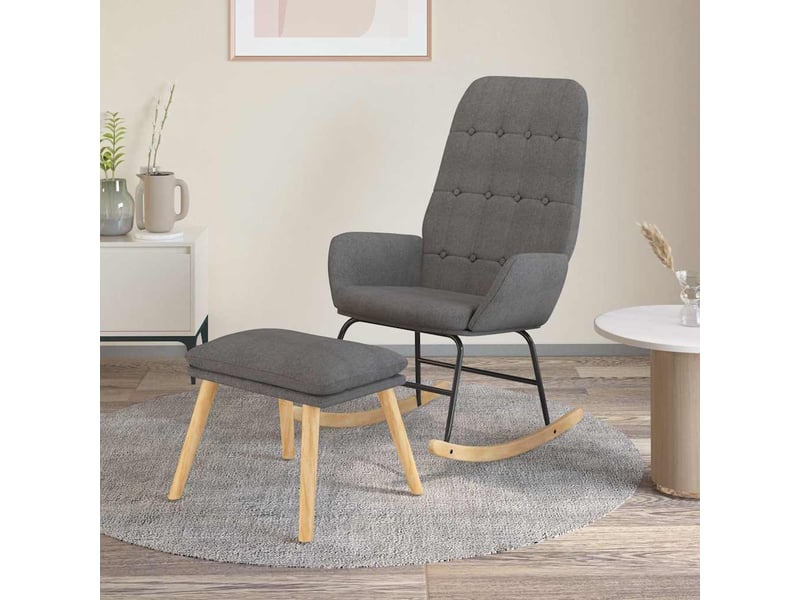  Vidaxl chaise à bascule avec repose-pied gris clair tissu  - Conforama B