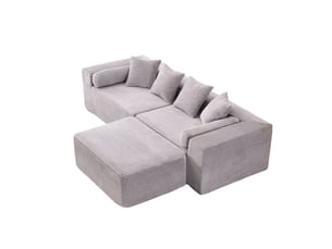 Canapé modulable, canapé de salon, en tissu chenille, gris, pour salon, mobilier pour espace de vie, chambre