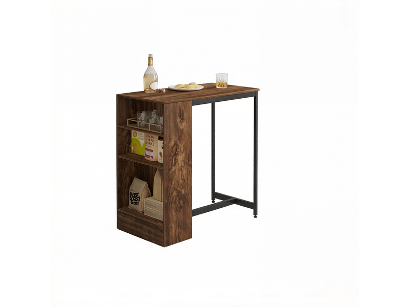  Meuble bar avec étagère à bouteilles et 3 niveaux, en métal et panneaux, cuisine, salon, 91×49×91 cm  - Conforama A