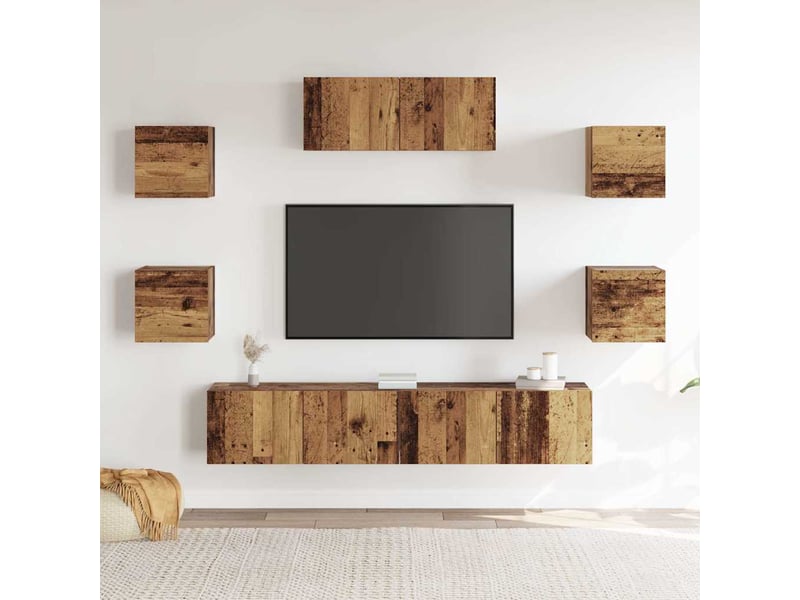  Ensemble de meuble tv - banc tv - meuble de rangement mural 5 pcs vieux bois  - Conforama C
