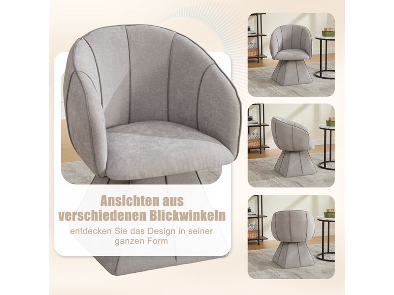  Fauteuil pivotant à 360° en tissu chenille gris W3056P449207 - Conforama D