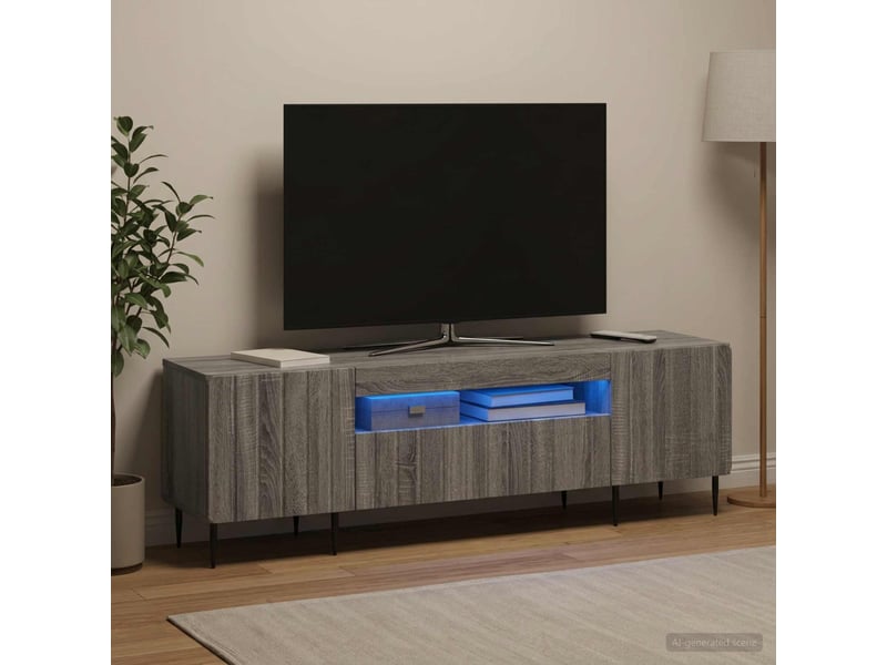  Meuble tv - banc tv - meuble de rangement led sonoma gris bois d'ingénierie  - Conforama D