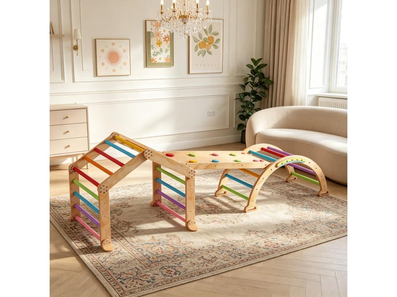 Triangle d’escalade multicolore pour enfants avec rampe réversible et toboggan - Conforama D