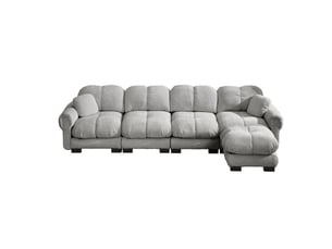 Canapé d'angle 4 places en l modulable chenille 330 x 149 x 90 cm gris clair confort soutenu