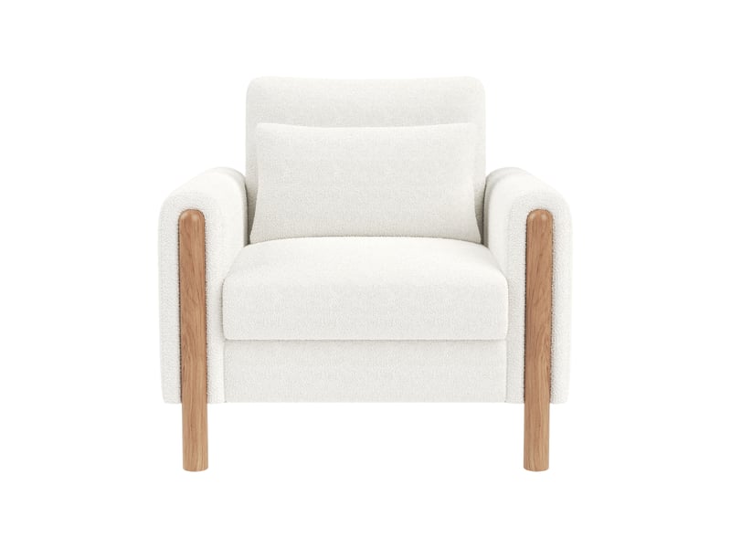  Fauteuil relax en teddy avec coussin épais et structure stable, pour salon, bureau ou chambre, blanc  - Conforama A