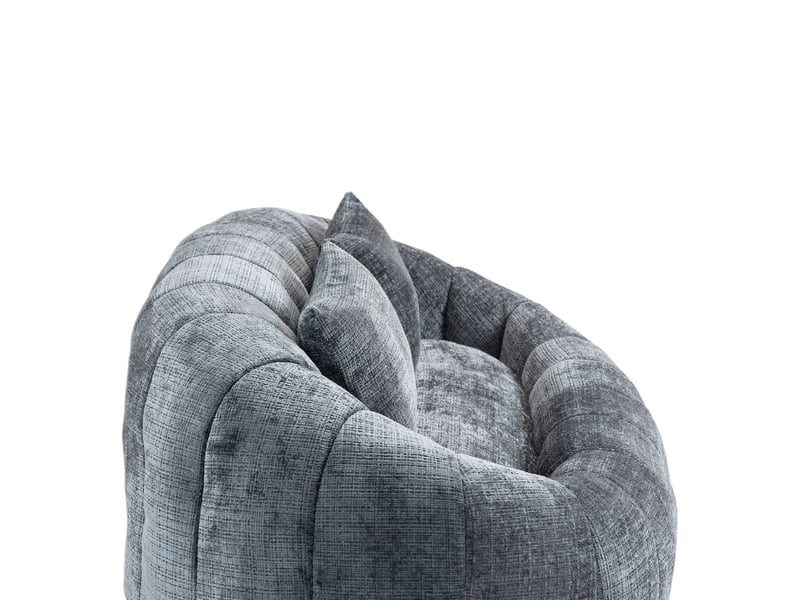  Canapé pouf,145x95x63 cm,2 places avec dossier haut,chenille,gris  - Conforama E