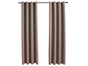 Lot de 2 rideaux occultants, rideaux black-out avec anneaux en métal taupe 140x225 cm cf44851
