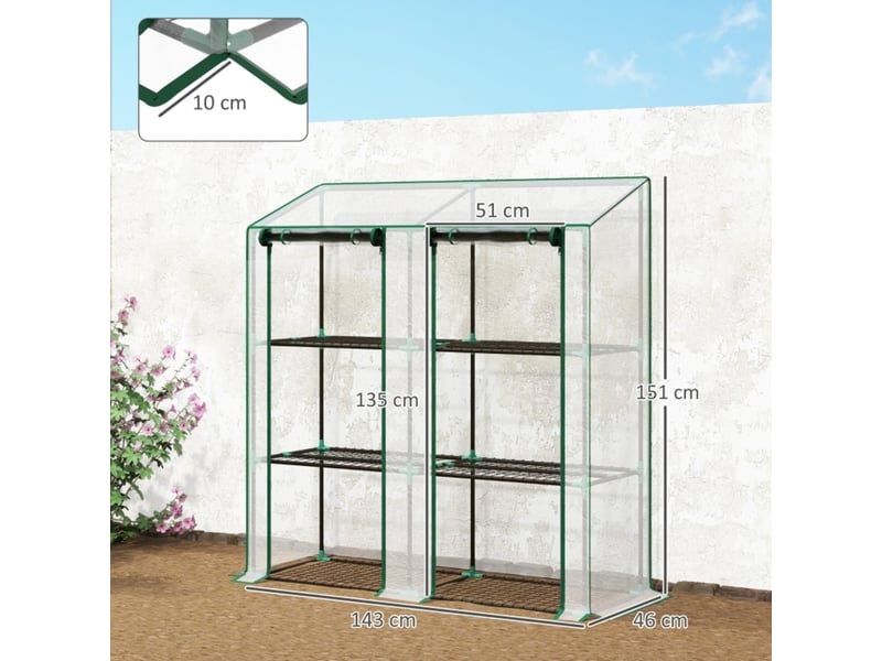  Mini-serre 143x46x151 cm 3 niveaux 6 grilles métal transparent  - Conforama E