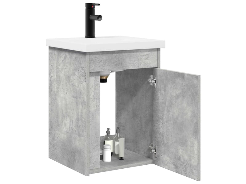  Meuble de rangement salle de bain avec robinet gris béton shl6827  - Conforama C