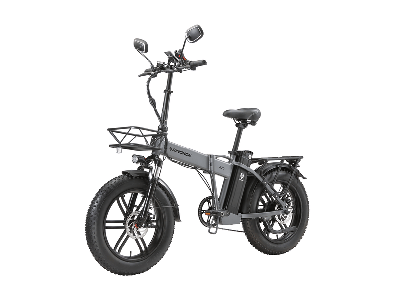  Vélo électrique pliant sinohon aw20, freins hydrauliques, 20 fat bike, gris  - Conforama A