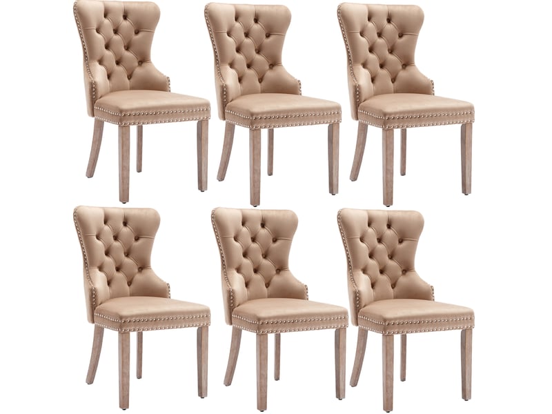  Chaises de salle à manger capitonnées en velours, lot de 6 homvra  - Conforama A
