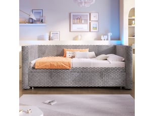 Lit gigogne 90x200 cm <strong>OXEZA</strong>  <strong></strong> coloris gris