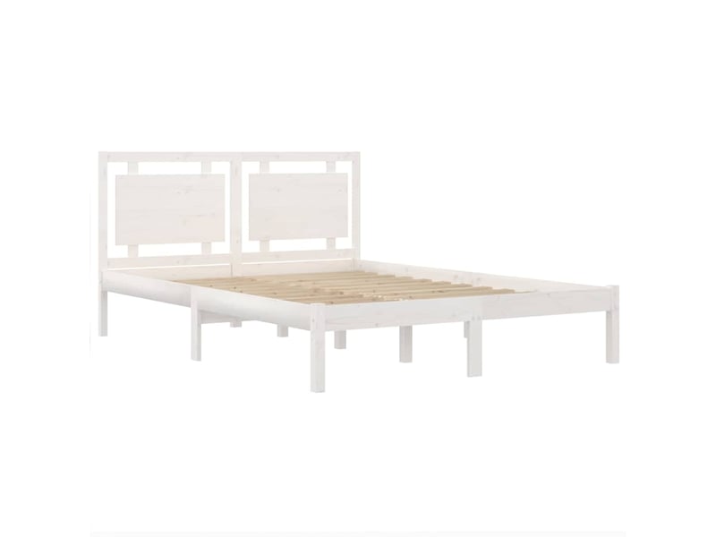  Lit double- lit adulte -  cadre de lit sans matelas blanc 120x200 cm bois massif  - Conforama C
