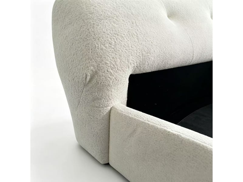  Lit coffre atlas 160x200 cm - tissu chenille beige - tête de lit et grand espace de stocakge PREMIUM - Conforama C