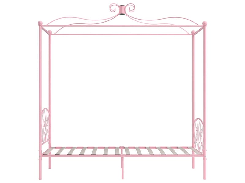  Lit simple- lit adulte -  cadre de lit à baldaquin sans matelas rose métal 90x200 cm  - Conforama C