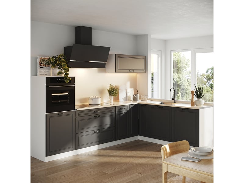 Vicco cuisine en angle, anthracite campagneblanc, 287 x cm plan de travail anthracite - Conforama C