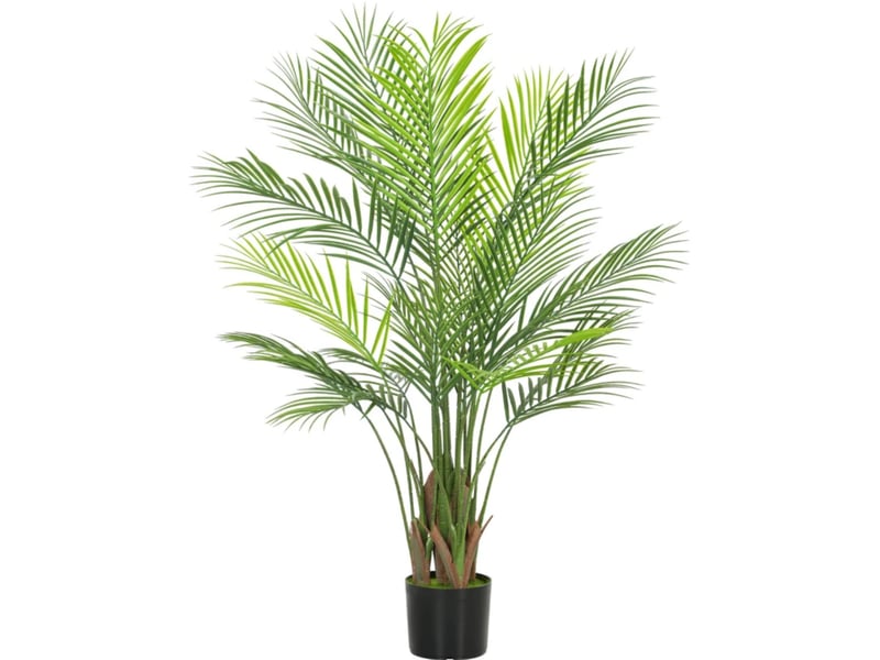  Palmier artificiel avec 22 feuilles décoratives sans arrosage ni taille en plastique vert avec pot lesté 120 cm  - Conforama A