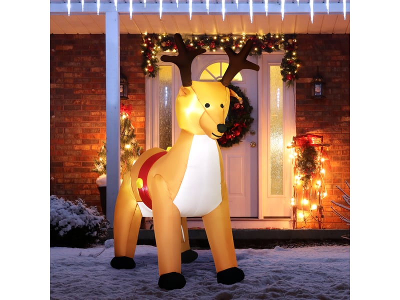  Renne gonflable, 1,8 m, lumières led, accessoires, gonflage automatique, jaune  - Conforama C