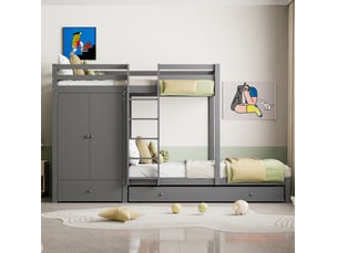 Lit superposé 90x200 cm VIVRYN coloris gris