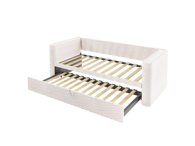  Lit banquette beige 90180x200 cm extensible en velours avec led et sommier à lattes  - Conforama D