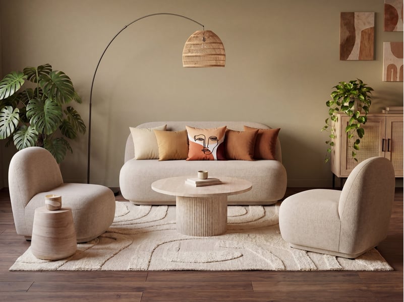 Ensemble de salon 4 places lovberg tissu beige - Conforama B