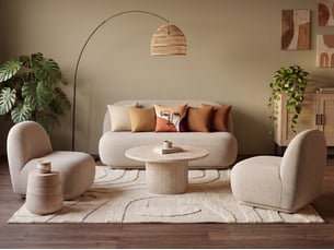 Canapé droit fixe <strong></strong> <strong></strong> 4 places Tissu beige avec coffre de rangement