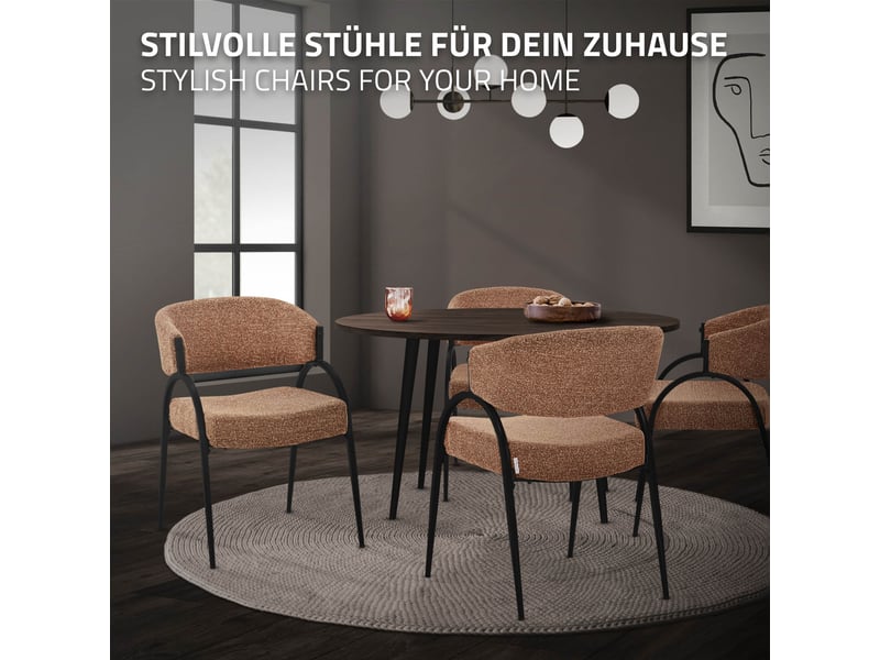  Ml-design lot de 2 chaises de salle à manger rembourrées en tissu bouclé, avec accoudoirs et dossier incurvée, cadre en acier, rembourrage confortable, pour salon cuisine bureau, 120 kg, rouge ECD Germany GmbH - Conforama E