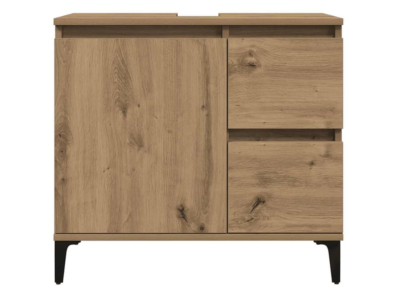  Armoire lavabo chêne artisanal 65x33x60 cm bois d'ingénierie  - Conforama E