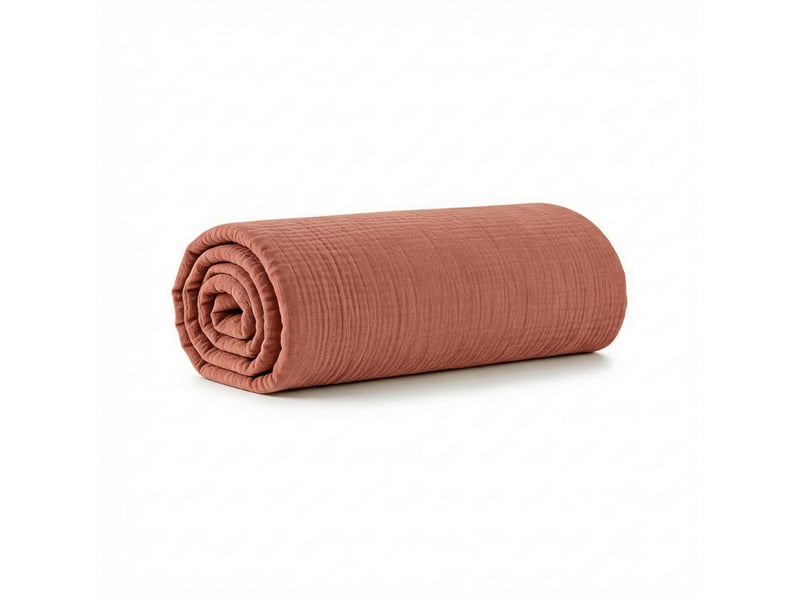  Drap housse 140x190+35 cm gaze de coton - coton 57 fils terracotta PD25500 - Conforama B