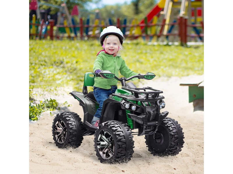  Quad électrique pour enfants, avec lumières et musique, vitesse de 3 à 8 kmh, pour les 3 à 5 ans, vert  - Conforama C