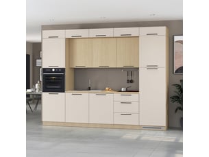 Cuisine complète linéaire moderne avec évier molven 300x232 - beige