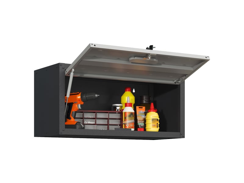  Armoire murale en métal - noir et gris - métal robuste - dimensions 75x30x34,5 cm - poids 20 kg - serrure avec 2 clés 75x30x34.5cm - Conforama B