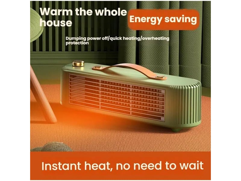  Chauffage d'appoint portable 800 w, chauffage d'appoint multifonctionnel, 2 vitesses, convient aux chambres, bureaux et espaces intérieurs (vert - réf. Szpb303491jjzj  - Conforama B