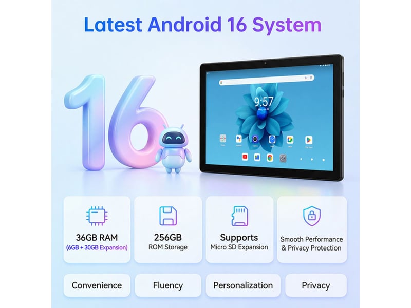 Tablette android 16 10,1 ips octa-core 2 ghz 36 go 256 go 413542_AACKW48085_6_DROPFR - Conforama B