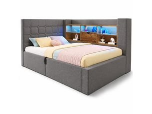 Lit coffre 90x190 cm    coloris gris