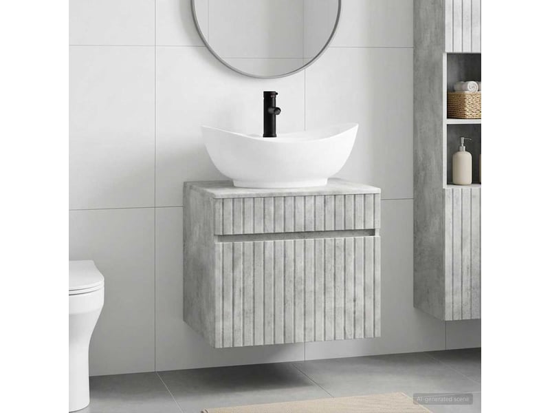 Ensemble de mobilier de salle de bain gris béton cf64681 - Conforama B