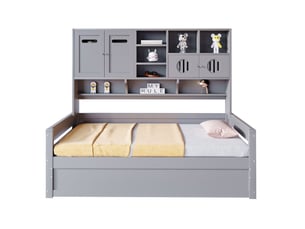 Lit avec rangement 90x200 cm VIVRYN   coloris gris